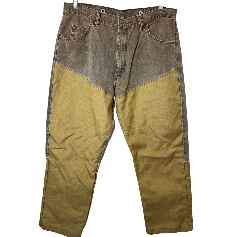 Wrangler ProGear Upland Hunting Pants Mens 38 Brown Tan Canvas Reinforced Brush